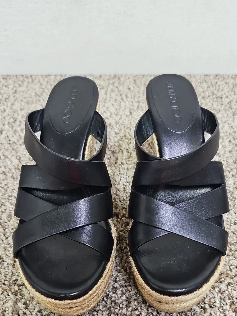 JIMMY CHOO PRISMA VACHETTA CORK WEDGE SANDALS BFPM-07-204